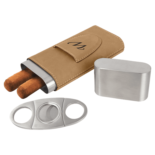 Custom Engraved Cigar Case with Cutter